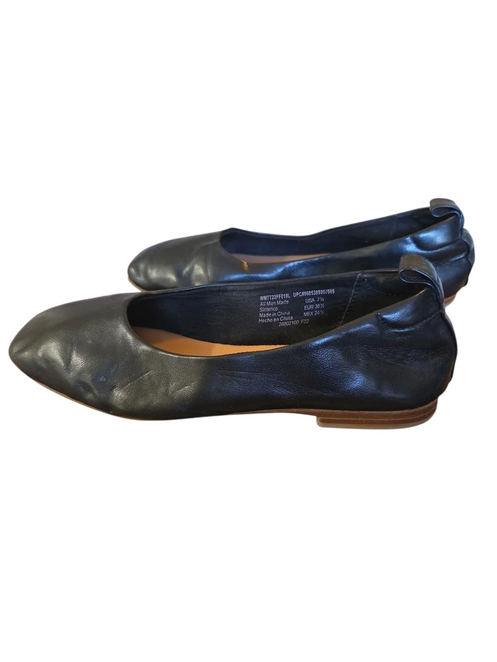 Time and Tru Black Square-Toe Ballet Flats
